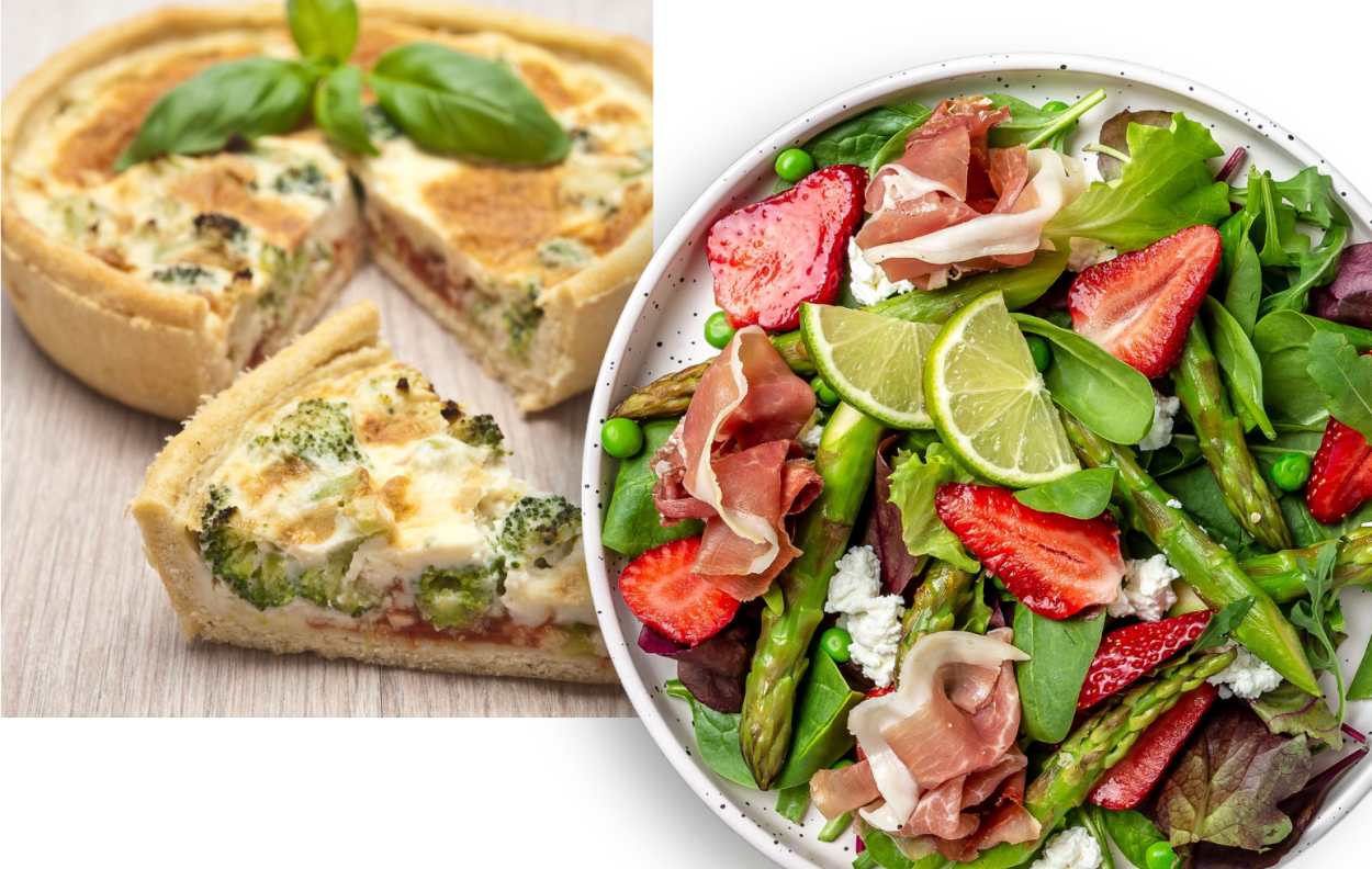 picture of salad and quiche